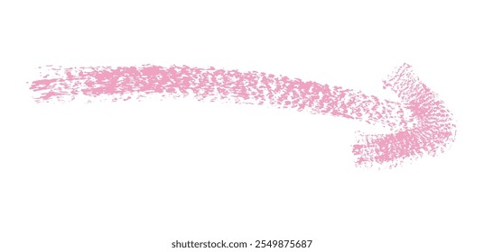 Hand drawn simple arrow drawn with wax crayon, chalk or charcoal. Uneven dry texture for underlining highlighting. Pencil drawn lines, strikethrough, grungy vector isolated on white.