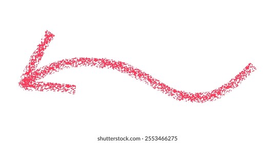 Hand drawn simple arrow drawn with wax crayon, chalk or charcoal. Uneven dry texture for underlining highlighting. Pencil drawn lines, strikethrough, grungy vector isolated on white.