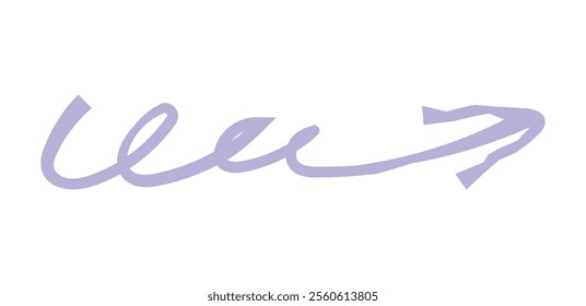 Hand drawn simple arrow drawn with wax crayon, chalk or charcoal. Uneven dry texture for underlining highlighting. Pencil drawn lines, strikethrough, grungy vector isolated on white.
