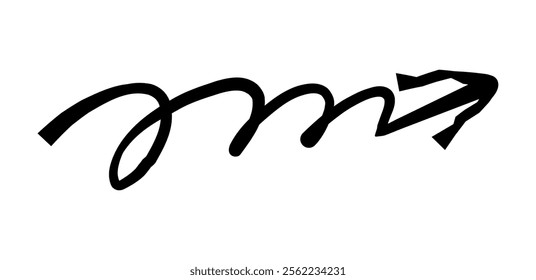 Hand drawn simple arrow drawn with wax crayon, chalk or charcoal. Uneven dry texture for underlining highlighting. Pencil drawn lines, strikethrough, grungy vector isolated on white.