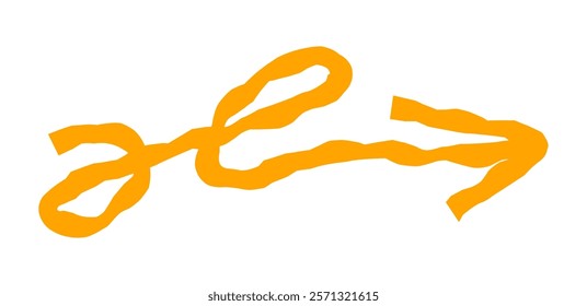 Hand drawn simple arrow drawn with wax crayon, chalk or charcoal. Uneven dry texture for underlining highlighting. Pencil drawn lines, strikethrough, grungy vector isolated on white.