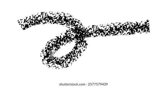 Hand drawn simple arrow drawn with wax crayon, chalk or charcoal. Uneven dry texture for underlining highlighting. Pencil drawn lines, strikethrough, grungy vector isolated on white.