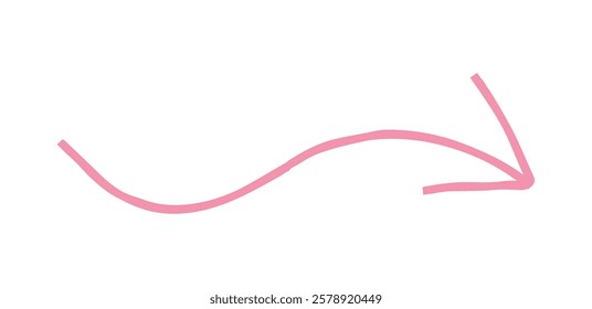 Hand drawn simple arrow drawn with wax crayon, chalk or charcoal. Uneven dry texture for underlining highlighting. Pencil drawn lines, strikethrough, grungy vector isolated on white.