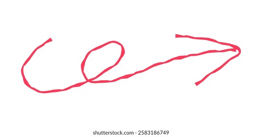 Hand drawn simple arrow drawn with wax crayon, chalk or charcoal. Uneven dry texture for underlining highlighting. Pencil drawn lines, strikethrough, grungy vector isolated on white.
