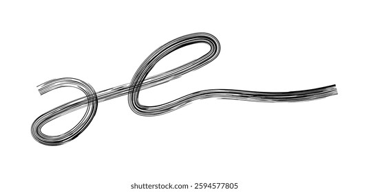Hand drawn simple arrow drawn with wax crayon, chalk or charcoal. Uneven dry texture for underlining highlighting. Pencil drawn lines, strikethrough, grungy vector isolated on white