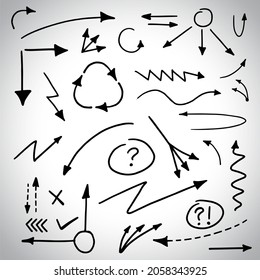 Hand drawn simple arrows set in vector