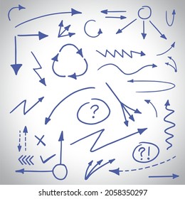 Hand drawn simple arrows set