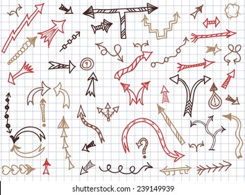 Hand drawn simple arrows set made in vector