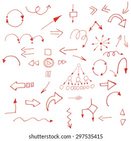 Hand drawn simple arrows set made in vector