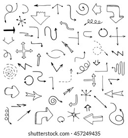 Hand drawn simple arrows set. Beautiful vintage arrows made in vector. Fully editable business design element. EPS 8
