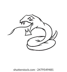 Hand drawn, simple and attractive snake vector illustration on a white background