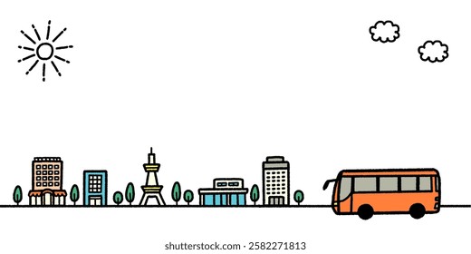 Hand drawn simple background illustration of cityscape