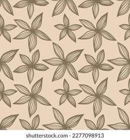 Hand drawn simple black and white abstract floral print. Trendy collage pattern. Fashionable template for design. Linear art wallpaper