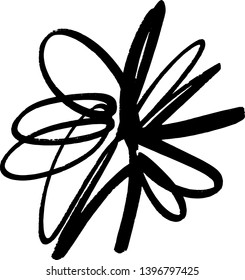 Hand drawn simple brush ink flower. Modern design grunge style element. Black vector symbol on white background
