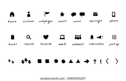 Hand drawn simple business icon set, vector material.