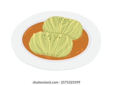 Hand drawn simple cabbage roll illustration