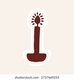 Hand drawn simple candle light with lit flame illustration. Isolated flat black and white vector graphic design element. For prayer, blessing, bible study and birthday celebration icon. 