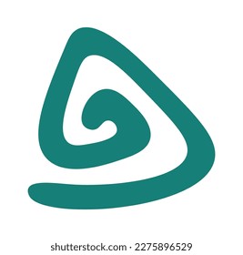 Hand drawn simple curly triangle line flat icon. Vector illustration