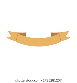 Hand drawn simple curved yellow banner ribbon illustration featuring cozy cottagecore aesthetic and whimsical rustic vintage charm, ideal for invitations, greeting cards, and minimalist design.