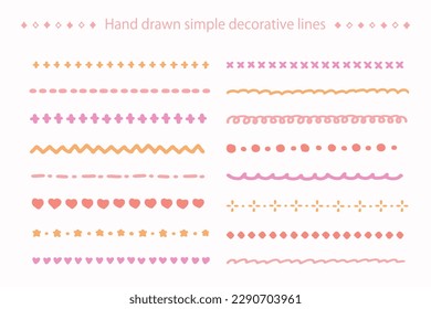 Hand drawn simple decorative lines set, vector illustration