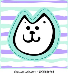 Hand Drawn Simple Doodle Cat Sticker. Vector Sketch Illustration for T Shirt Print Design