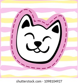 Hand Drawn Simple Doodle Cat Sticker. Vector Sketch Illustration for T Shirt Print Design