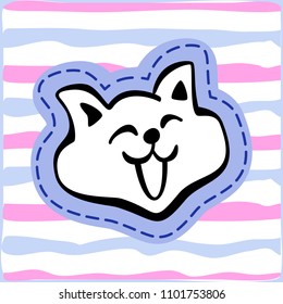Hand Drawn Simple Doodle Cat Sticker. Vector Sketch Illustration for T Shirt Print Design