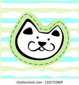 Hand Drawn Simple Doodle Cat Sticker. Vector Sketch Illustration for T Shirt Print Design