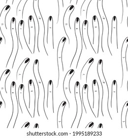 Hand Drawn Simple Doodle fingers pattern in white background in Kids Style. Seamless tattoo Sketch in Illustrations