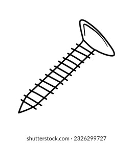 Hand drawn simple doodle vector, black outline drawing. Fixing tools screws. Construction, repair.