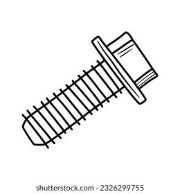 Hand drawn simple doodle vector, black outline drawing. Fixing tools screws. Construction, repair.