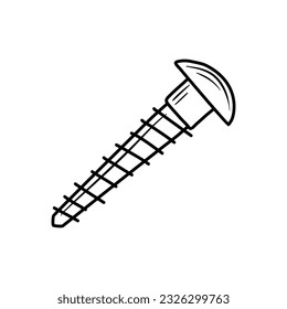 Hand drawn simple doodle vector, black outline drawing. Fixing tools screws. Construction, repair.