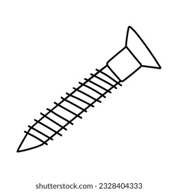 Hand drawn simple doodle vector, black outline drawing. Fixing tools screws. Construction, repair.