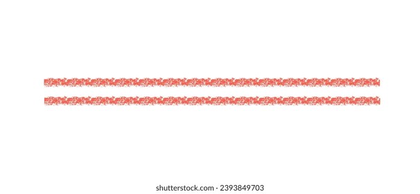 Hand drawn simple double line drawn with wax crayon, chalk or charcoal. Uneven wax dry texture for underlining or highlighting text. Pencil drawn lines, strikethroughs, underlines. grungy vector eleme