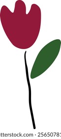 Hand drawn Simple Elegant Red Flower Vector Illustration