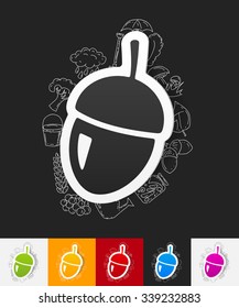 hand drawn simple elements with acorn paper sticker shadow