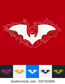 hand drawn simple elements with bat paper sticker shadow