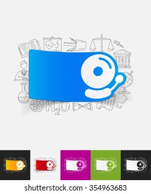 hand drawn simple elements with bell paper sticker shadow
