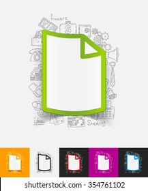 hand drawn simple elements with blank paper sticker shadow