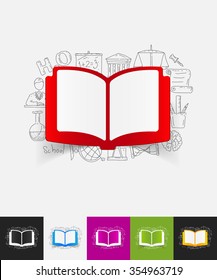 hand drawn simple elements with book paper sticker shadow