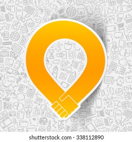 hand drawn simple elements with business paper sticker shadow