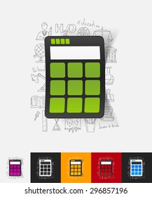 hand drawn simple elements with calculator paper sticker shadow