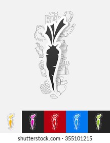 hand drawn simple elements with carrots paper sticker shadow