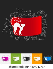 hand drawn simple elements with cat paper sticker shadow