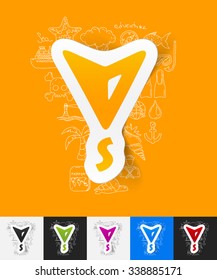 hand drawn simple elements with compass paper sticker shadow