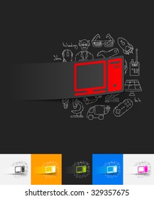 hand drawn simple elements with computer paper sticker shadow