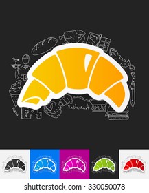 hand drawn simple elements with croissant paper sticker shadow