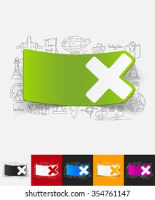 hand drawn simple elements with cross paper sticker shadow