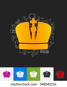 hand drawn simple elements with crown paper sticker shadow