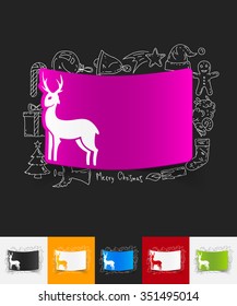 hand drawn simple elements with deer paper sticker shadow